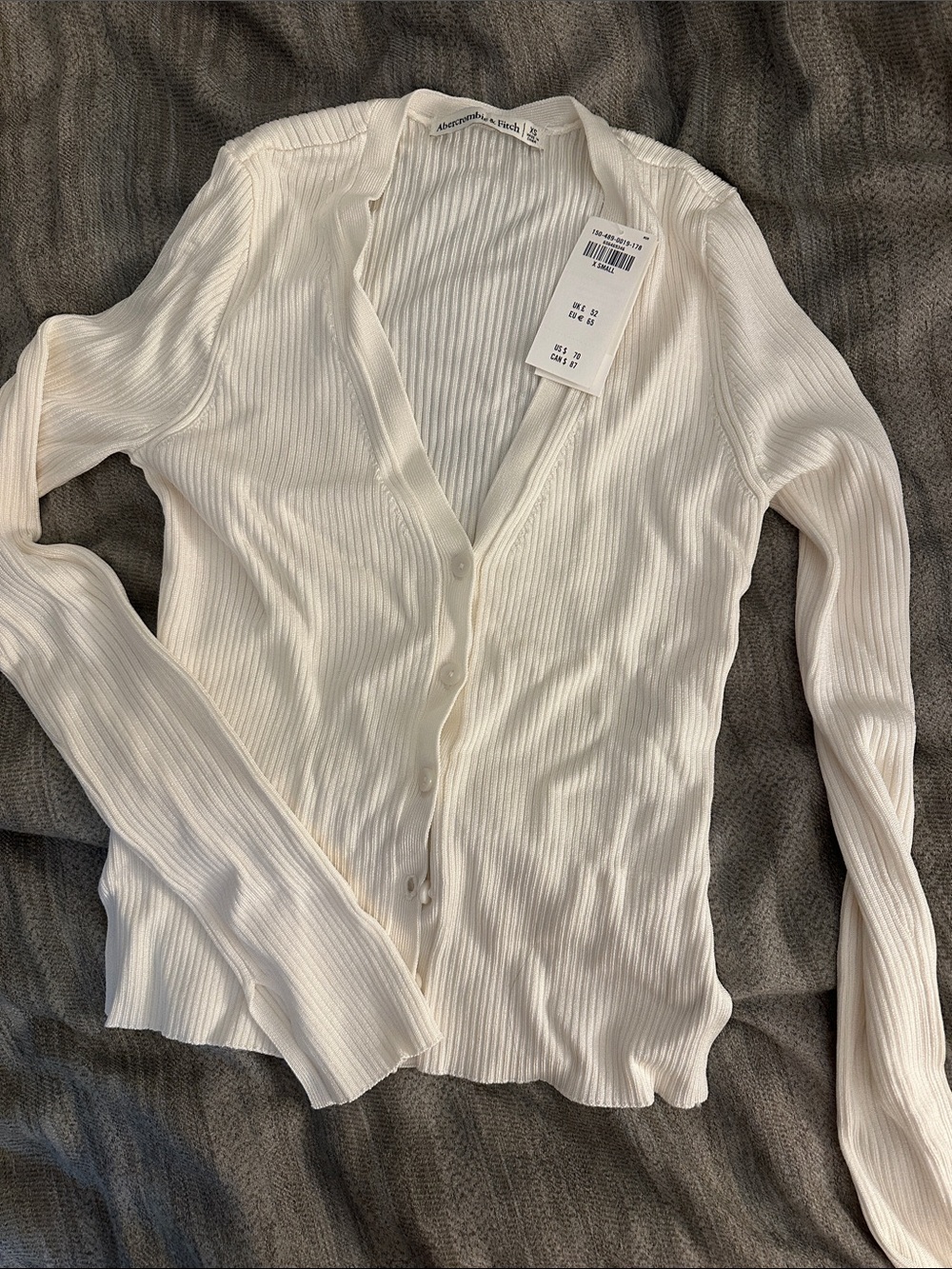 Abercrombie & Fitch Cream Ribbed Button Cardigan